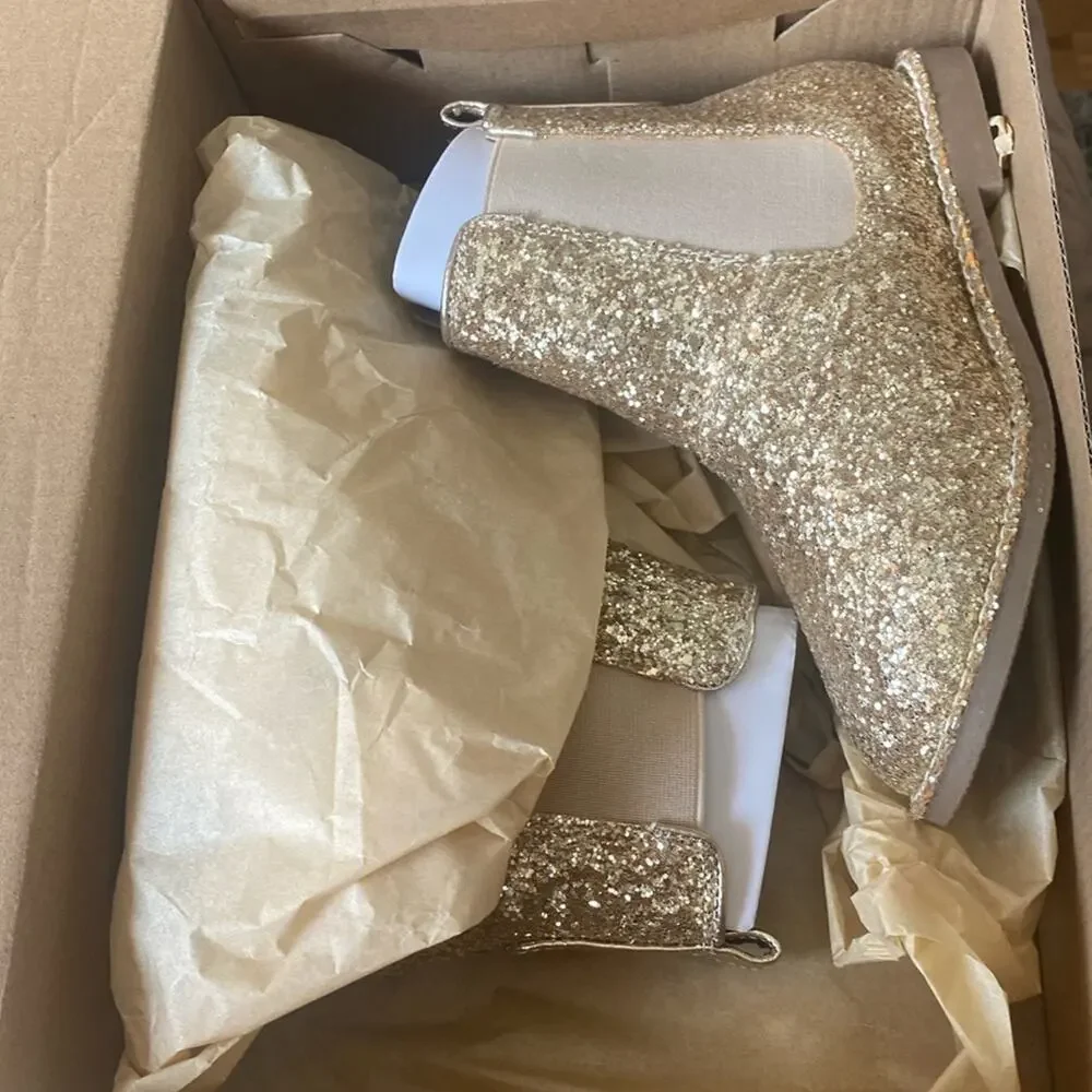 Crewcuts gold glitter boots